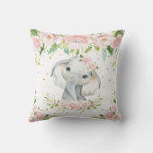 赤面ピンクフローラスイートエレファントガール子供部屋 クッション (裏面)