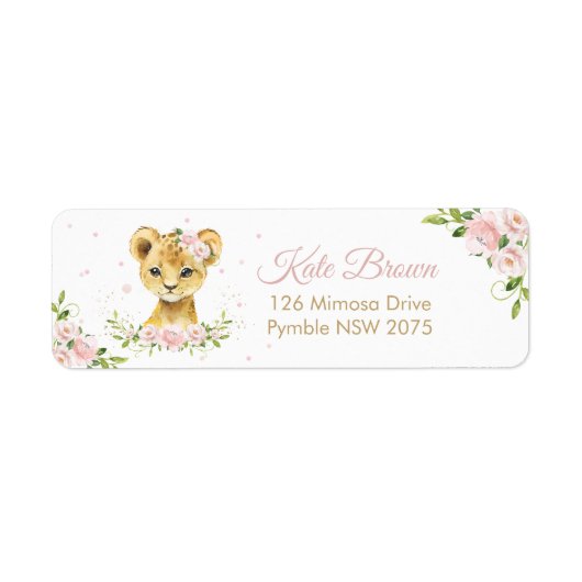 赤面ピンクフローラスイートライオンクブ差出人住所 ラベル (正面)