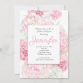 赤面ピンクフローラスウィート16招待状 招待状 (正面)