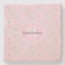 赤面ピンクフローラストーンコースター