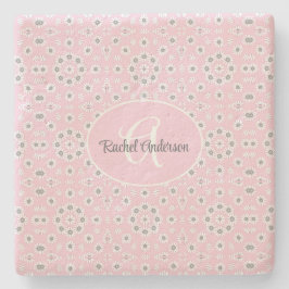 赤面ピンクフローラストーンコースター ストーンコースター