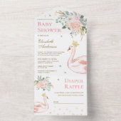 赤面ピンクフローラスワンプリンセスベビーシャワー オールインワン招待状 (内側)