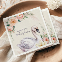 赤面ピンクフローラスワンプリンセスベビーシャワー スタンダードカクテルナプキン