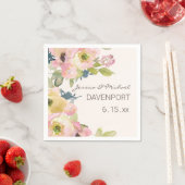 赤面ピンクフローラセージ結婚グリーン スタンダードカクテルナプキン (インサイチュ)
