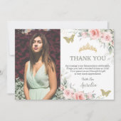 赤面ピンクフローラセージ緑キンセアニラ写真 サンキューカード (正面)