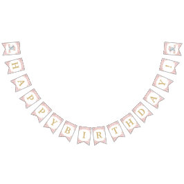 赤面ピンクフローラゾウ誕生日ベビーシャワー バンティングフラッグ