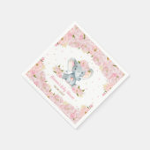 赤面ピンクフローラゾウ赤ちゃんシャワー誕生日 スタンダードカクテルナプキン (角)