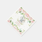 赤面ピンクフローラゾウ赤ちゃんシャワー誕生日 スタンダードカクテルナプキン (角)