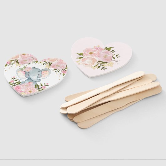 赤面ピンクフローラゾウ赤ちゃんシャワー誕生日 ハンドファン (組立なし)