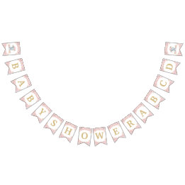 赤面ピンクフローラゾウ赤ちゃんシャワー誕生日 バンティングフラッグ