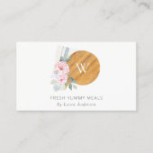 赤面ピンクフローラチョッピングボードナプキンケータリング 名刺 (正面)