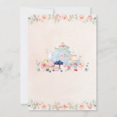 赤面ピンクフローラティーパーティーベビーシャワー誕生日 サンキューカード (裏面)