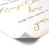 赤面ピンクフローラティーパーティーレシピのための花嫁サイン ポスター (角)