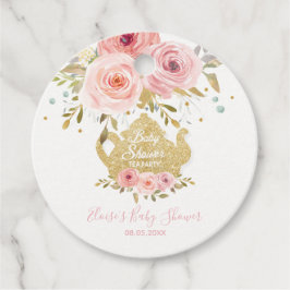 赤面ピンクフローラティーパーティー赤ちゃんシャワーありがとう フェイバータグ