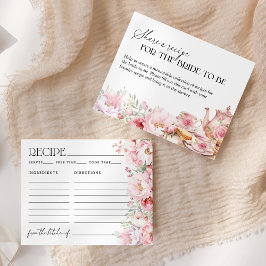 赤面ピンクフローラティーブライダルシャワーレシピカード