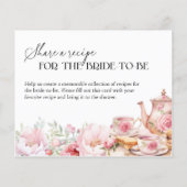 赤面ピンクフローラティーブライダルシャワーレシピカード (裏面)