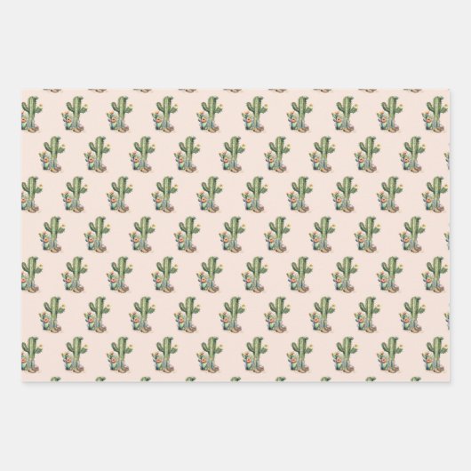 赤面ピンクフローラデザートカボスウェスタンブーツ ラッピングペーパーシート (正面3)