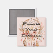 赤面ピンクフローラドリームキャッチャー マグネット (正面/裏面)