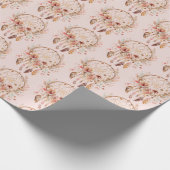赤面ピンクフローラドリームキャッチャー ラッピングペーパー (角)