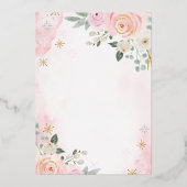 赤面ピンクフローラドレスネイビーブルーキンセアニェラ金ゴールド 箔招待状 (裏面)