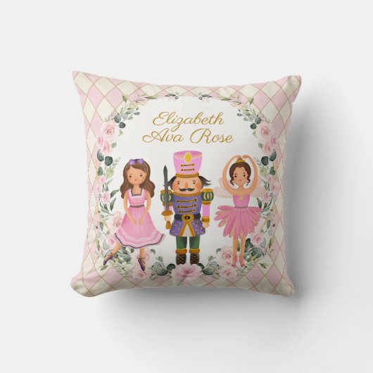 赤面ピンクフローラナトクラッカーホリデーベビー子供部屋 クッション (正面)