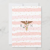 赤面ピンクフローラナースエレガント卒業パーティー 招待状 (裏面)