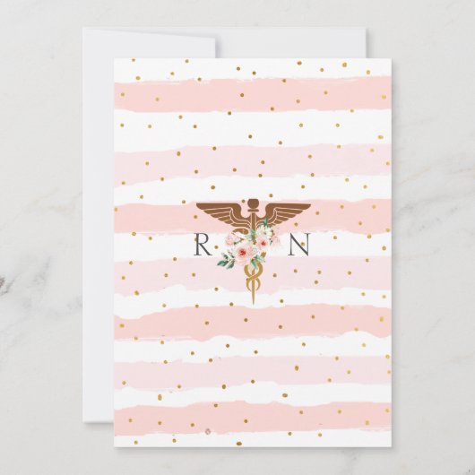 赤面ピンクフローラナースエレガント卒業パーティー 招待状 (裏面)