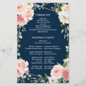 赤面ピンクフローラネイビージオメトリック結婚式 プログラム (裏面)