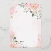 赤面ピンクフローラネイビーブルーバプティスゴールドフォイル 箔招待状 (裏面)