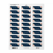 赤面ピンクフローラネイビー幾何学植物結婚の ラベル (フルシート)