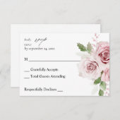 赤面ピンクフローラノミールRSVP 出欠カード (正面/裏面)