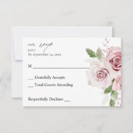 赤面ピンクフローラノミールRSVP 出欠カード