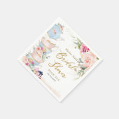 赤面ピンクフローラハイティーパーティーブライダルシャワー スタンダードカクテルナプキン (角)