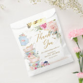 赤面ピンクフローラハイティーパーティーブライダルシャワー フェイバーバッグ (封をした状態)