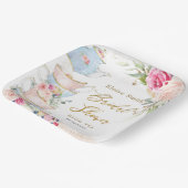 赤面ピンクフローラハイティーパーティーブライダルシャワー ペーパープレート (傾斜あり)