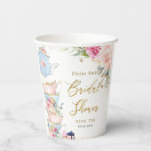 赤面ピンクフローラハイティーパーティーブライダルシャワー 紙コップ (裏面)