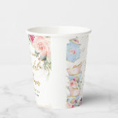 赤面ピンクフローラハイティーパーティーブライダルシャワー 紙コップ (左)
