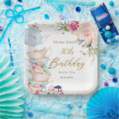 赤面ピンクフローラハイティーパーティー誕生日 ペーパープレート (パーティー)