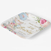 赤面ピンクフローラハイティーパーティー誕生日 ペーパープレート (傾斜あり)