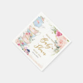 赤面ピンクフローラハイティーパーティー赤ちゃんシャワー スタンダードカクテルナプキン (角)