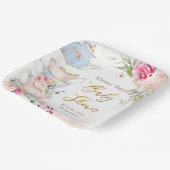 赤面ピンクフローラハイティーパーティー赤ちゃんシャワー ペーパープレート (傾斜あり)