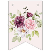 赤面ピンクフローラハッピーバースデーフローラベビー写真 バンティングフラッグ (第1の旗)