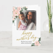 赤面ピンクフローラハッピーマザーズ日フォトカード カード (正面)