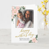 赤面ピンクフローラハッピーマザーズ日フォトカード カード (黄色い花)
