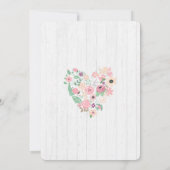 赤面ピンクフローラハートブライダルシャワー招待 招待状 (裏面)