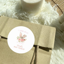 赤面ピンクフローラバニーイヤーベビーシャワー ラウンドシール