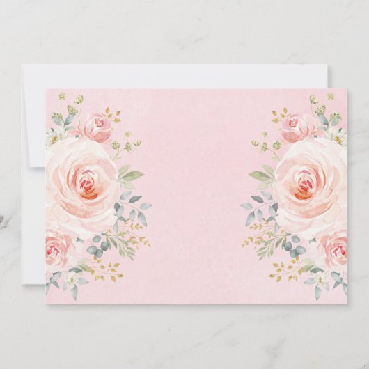 赤面ピンクフローラバニーラビット1st誕生日パーティー 招待状 (裏面)