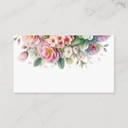 赤面ピンクフローラバニー赤ちゃんシャワーおむつラッフル エンクロージャーカード (裏面)