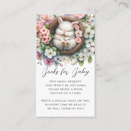 赤面ピンクフローラバニー赤ちゃんシャワー予約リクエスト エンクロージャーカード (正面)