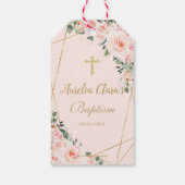 赤面ピンクフローラバプテスマ《キリスト教》洗礼式や命名式金ゴールドクロス ギフトタグ (裏面)